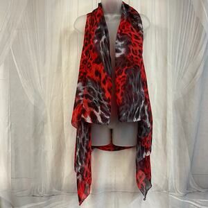 Accents by Lavello (O/S) Animal Print Semi-Sheer Convertible Chiffon Open Vest